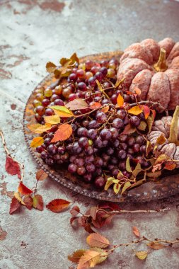Bal kabakları ve üzümlerle dolu bir hayat eski usul Şükran Günü için.