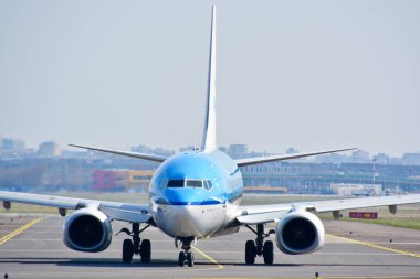 Bu Klm uçağı Boeing 737-700 Ph-Bgr Varşova Chopin Havaalanı olarak kayıtlı bir görünümüdür. 1 Nisan 2017. Varşova, Polonya.