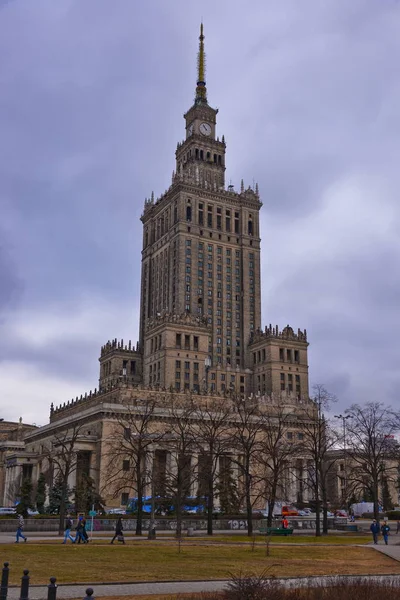 Şehir Varşova Polonya Nın Başkenti Şehir Merkezinde Bir Görünümüdür Mart — Stok fotoğraf