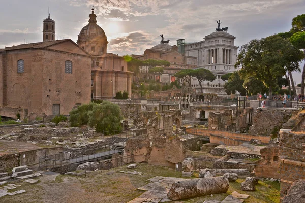 View Famous Ancient Market Rome Called Forum Romanum August 2018 — Stock Photo, Image