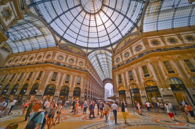 This is a view of famous Galleria Vittorio Emanuele II in Milan. August 1, 2018. Milan, Italy. clipart