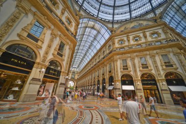 This is a view of famous Galleria Vittorio Emanuele II in Milan. August 1, 2018. Milan, Italy. clipart
