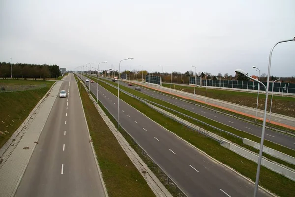 Esta Una Vista Autopista Solidarnosci Lublin Abril 2019 Lublin Polonia — Foto de Stock