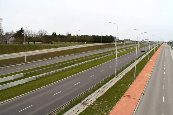 Acesta Este Punct Vedere Autostrăzii Solidarnosci Din Lublin Aprilie 2019 — Fotografie, imagine de stoc