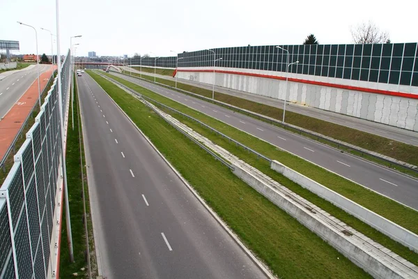 Esta Una Vista Autopista Solidarnosci Lublin Abril 2019 Lublin Polonia — Foto de Stock