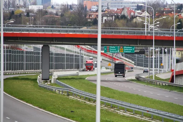 Esta Una Vista Autopista Solidarnosci Lublin Abril 2019 Lublin Polonia —  Fotos de Stock