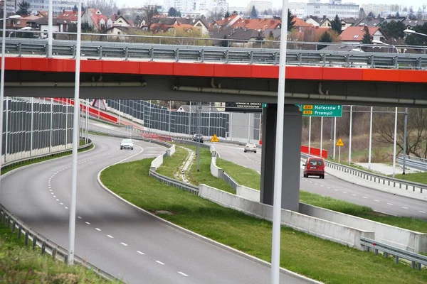 Jest Widok Drogi Ekspresu Solidarnosci Lublinie Kwietnia 2019 Biała Lublin — Zdjęcie stockowe