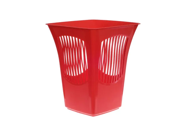 Cesta Plástico Color Rojo Sobre Fondo Blanco —  Fotos de Stock