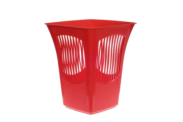 Cesto Plastica Colore Rosso Sfondo Bianco — Foto Stock