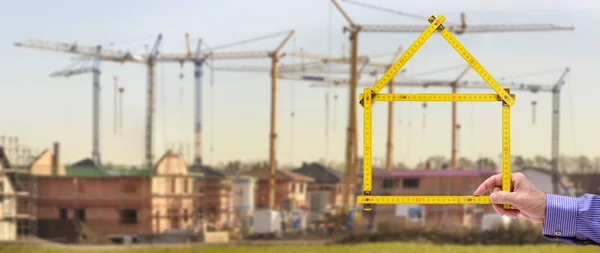 Development area with building site for new houses — Stock Photo, Image