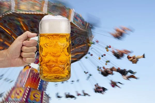 Taza Cerveza Aislada Mano Oktoberfest Munich — Foto de Stock