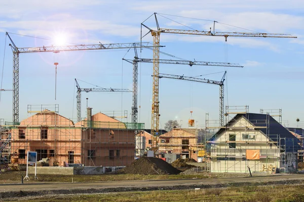 Panoramic Construction Site Many New Built Resdiential Homes — Stock Photo, Image