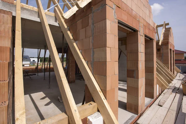 Canteiro Obras Uma Nova Casa Construída — Fotografia de Stock