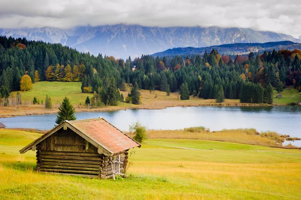 Krásná Venkovská Krajina Bavorsku Horami Karwendel Podzim — Stock fotografie