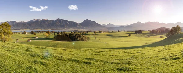 Bavyera Bölgesinde Allgaeu Yatay Olarak Panoramik Görünüm — Stok fotoğraf