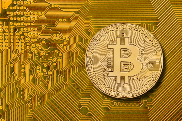 Cryptocurrency Bitcoin Прокладання Комп Ютерної Мережі — стокове фото