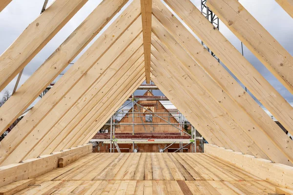 Neues Haus Bau Mit Holzdach — Stockfoto