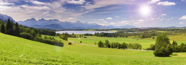 Panoramic View Beautiful Landscape Bavaria Lake Mountains — Stock Photo, Image