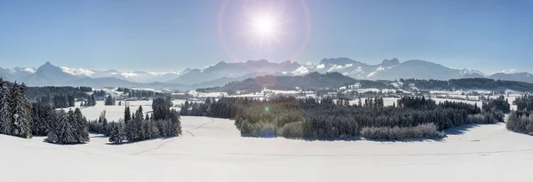 Kış Bavyera Almanya Alpler Dağı Aralığı Ile Panoramik Manzara — Stok fotoğraf