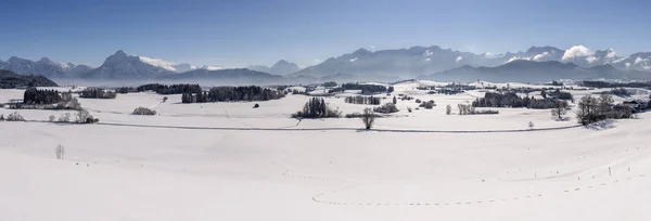 Paysage Panoramique Avec Chaîne Montagnes Alpines Bavière Allemagne Hiver — Photo