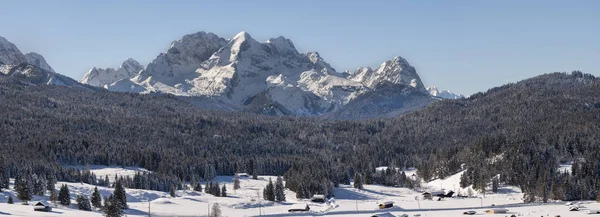 Panorama Landschap Met Alpen Bergketen Beieren Winter — Stockfoto