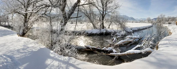 Paysage Panoramique Avec Chaîne Montagnes Alpines Bavière Allemagne Hiver — Photo