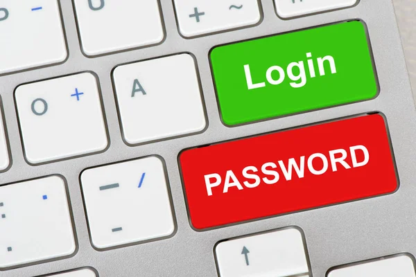 Login Password Printed Computer Keyboard — Stock Photo, Image