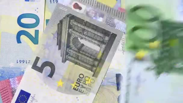 Muchos Billetes Euros Voladores Como Primer Premio Lotería — Vídeos de Stock