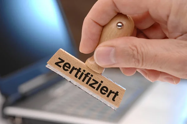 Zertifiziert Auf Stempel Deutscher Sprache Zertifiziert — Stockfoto