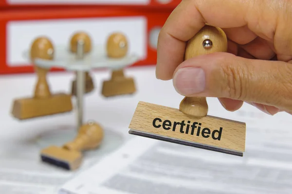 Gecertificeerd Gedrukt Rubber Stempel — Stockfoto