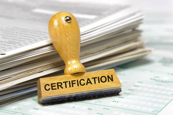 Certificering Gedrukt Rubber Stempel — Stockfoto
