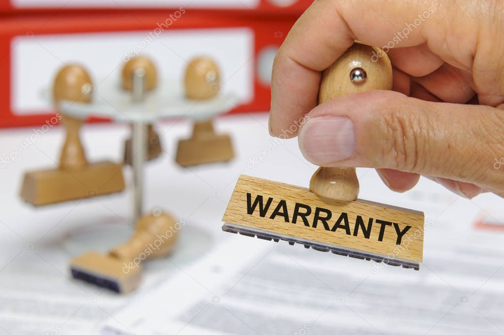 Warranty printed on rubber stamp