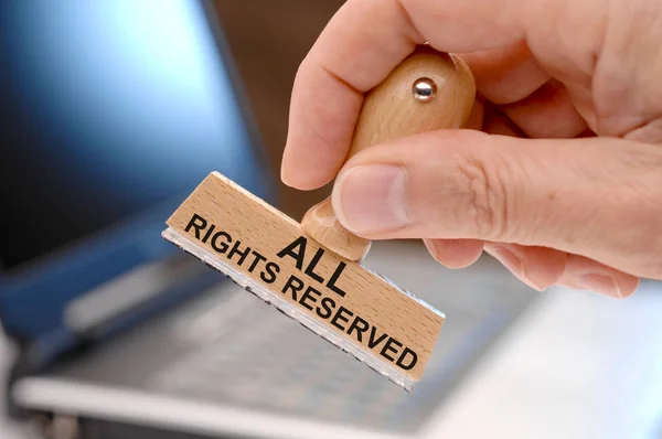 All Rights Reserved Printed Rubber Stamp — Stock Photo, Image