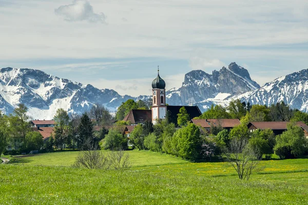 Panoramautsikt Över Landskapet Bayern Närheten Staden Seeg Allgaeu — Stockfoto