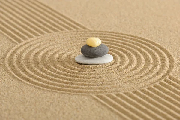 Japanischer Zen Garten Mit Stein Strukturiertem Sand — Stockfoto