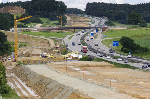 Baustelle an der Autobahn in Deutschland — Stockfoto