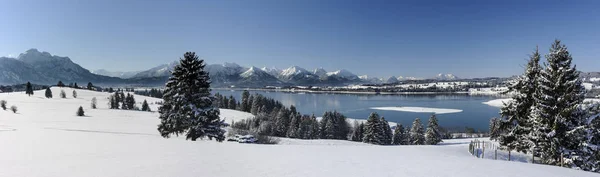 Bavyera kış panoramik sahne, Almanya — Stok fotoğraf