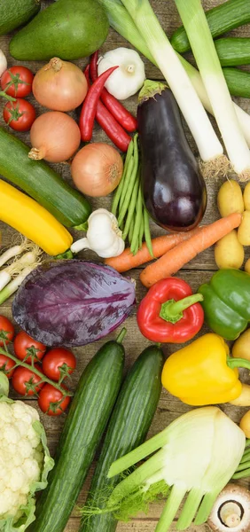 Friss zöldségfélék elrendezése — Stock Fotó