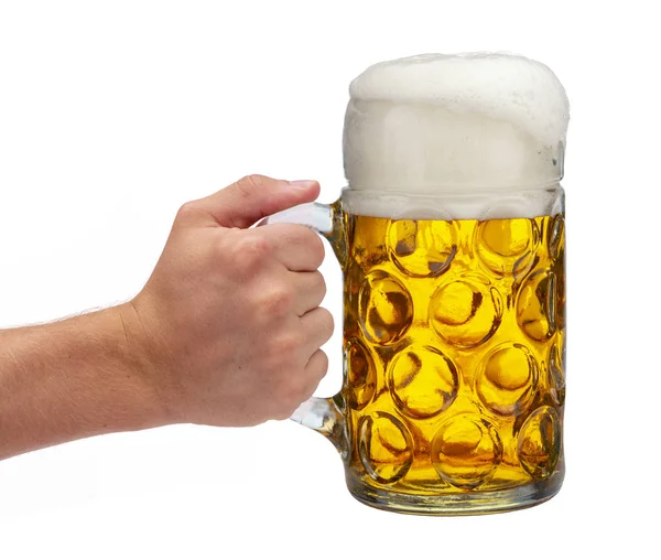 Groot traditioneel glas Beiers bier op het Oktoberfest in München — Stockfoto