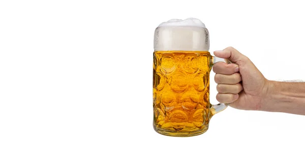 Stort traditionellt glas bayersk öl på Oktoberfest i München — Stockfoto