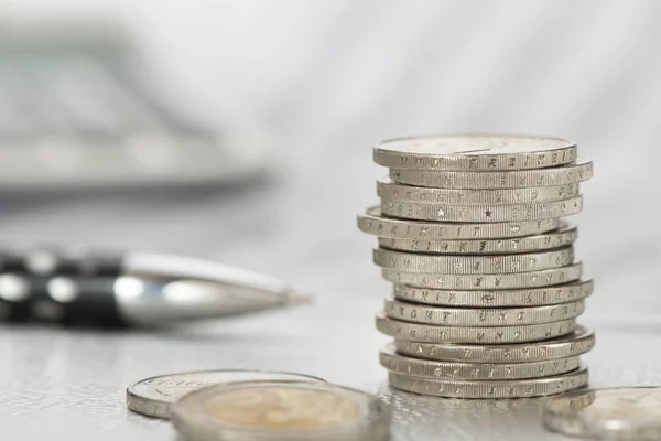 Stacked coins of european currency Euro — Stock Photo, Image