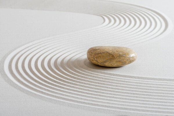  Japanese ZEN garden with stone in sand