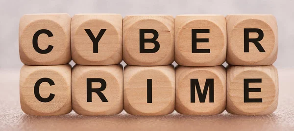 Cyber Crime Printed Wooden Cubes — Stock Photo, Image