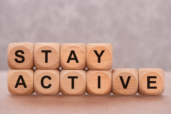 Stay Active Printed Wooden Cubes — Stock Photo, Image