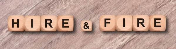 Hire Fire Written Wooden Cubes — Stock Photo, Image