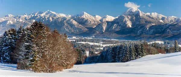 Bellissimo Paesaggio Panoramico Baviera Inverno — Foto Stock