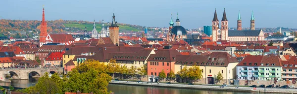 Panoramiv View Medieval Old Town Wuerzburg River Main Bavaria Germany — Stock Photo, Image