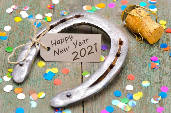 Horse Shoe Greetings New Year 2021 — Stock Photo, Image