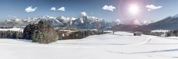 Panorámás Táj Bajorországban Télen — Stock Fotó