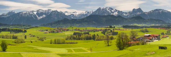 Paysage Panoramique Bavière Avec Chaîne Montagnes Lac — Photo